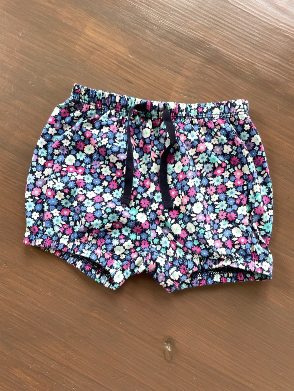 NWT Baby Gap Blue Pink Ditzy Floral Cotton Knit Bubble Shorts Size 18-24M